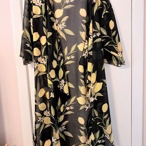 LuLaRoe Lemon and Floral Sheer Kimono